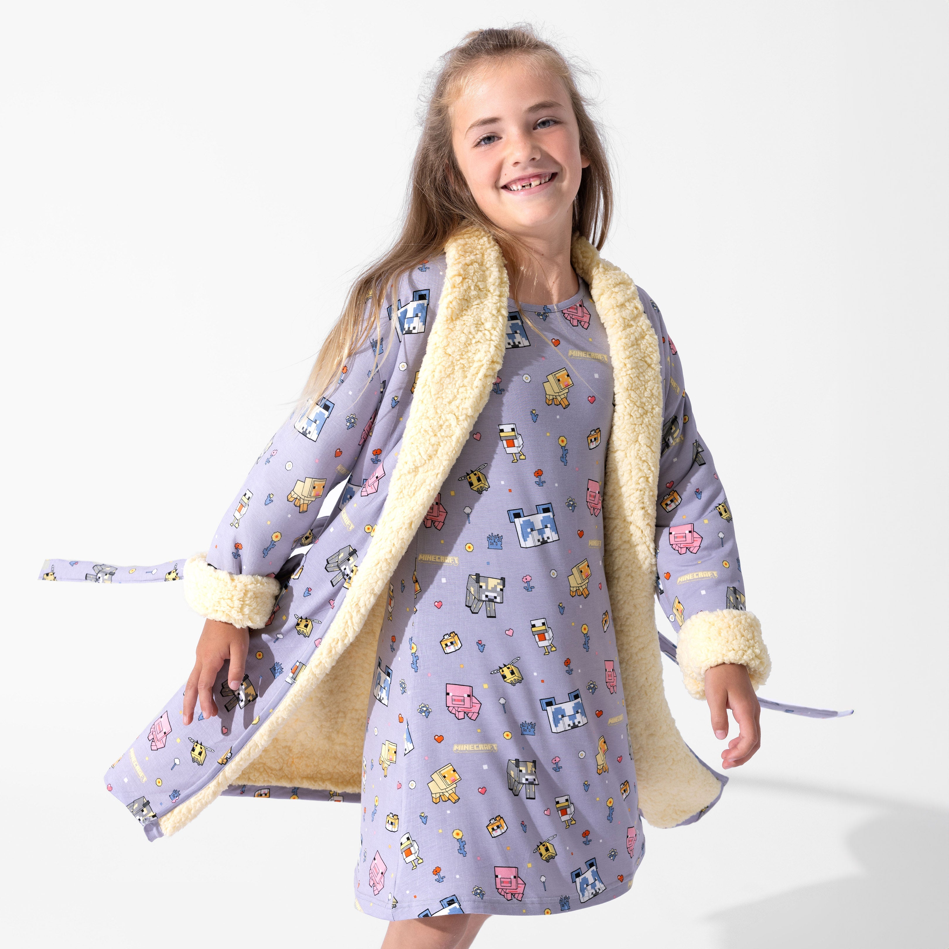 BABYL LIVE DVDBOX BEAMSコラボマントストール付 Minecraft Pixel Pals Bamboo Kids Sherpa Robe for Cozy Little