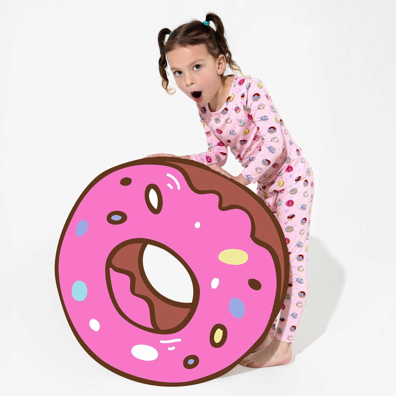 Pink Space Donut Bamboo Kids Pajamas