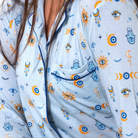 طقم بيجاما نسائي من الخيزران الأزرق من ذا آي