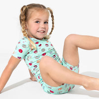 Blue Space Donut Bamboo Kids Pajama Short Set