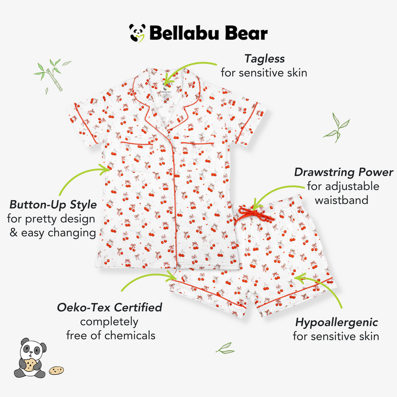 طقم بيجاما نسائي قصير من الخيزران من تشيري أون توب