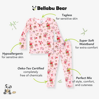 بيجامات أطفال من الخيزران مزينة بأقواس وأزهار