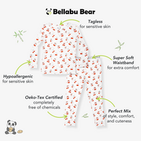 بيجامات أطفال من الخيزران بتصميم الكرز على القمة