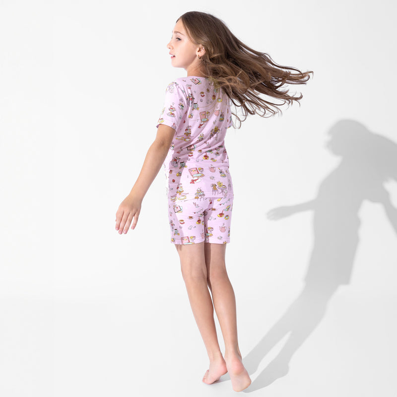 طقم بيجاما قصير للأطفال من الخيزران لحفلة شاي