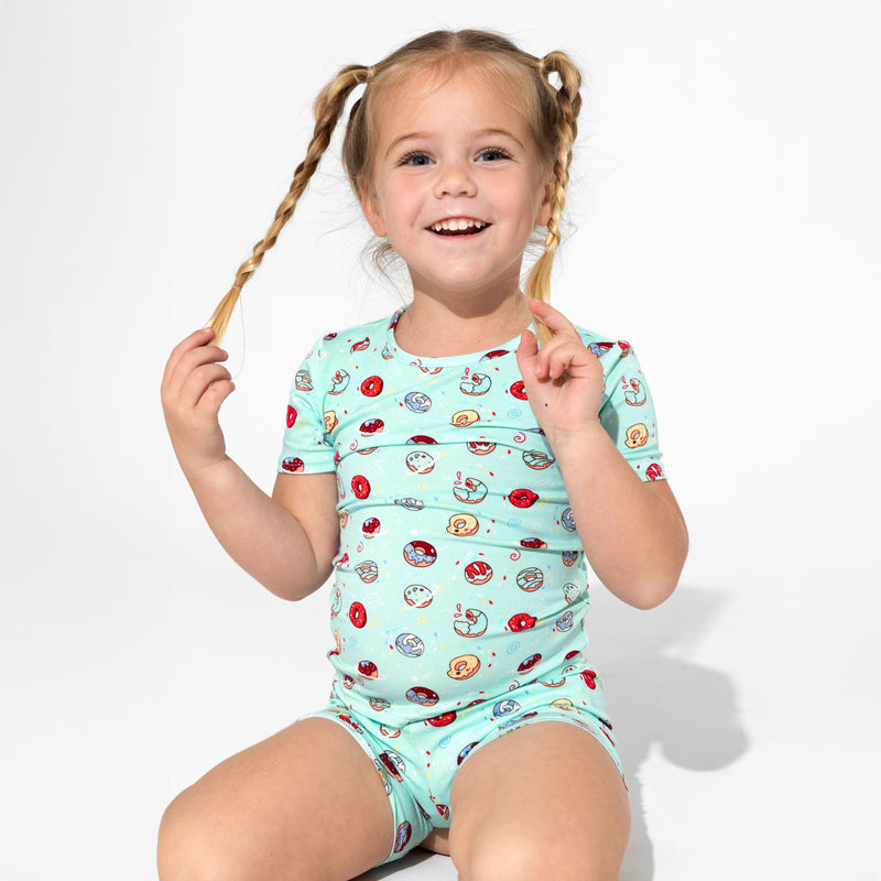 Blue Space Donut Bamboo Kids Pajama Short Set