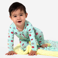 Blue Space Donut Bamboo Sherpa Blanket