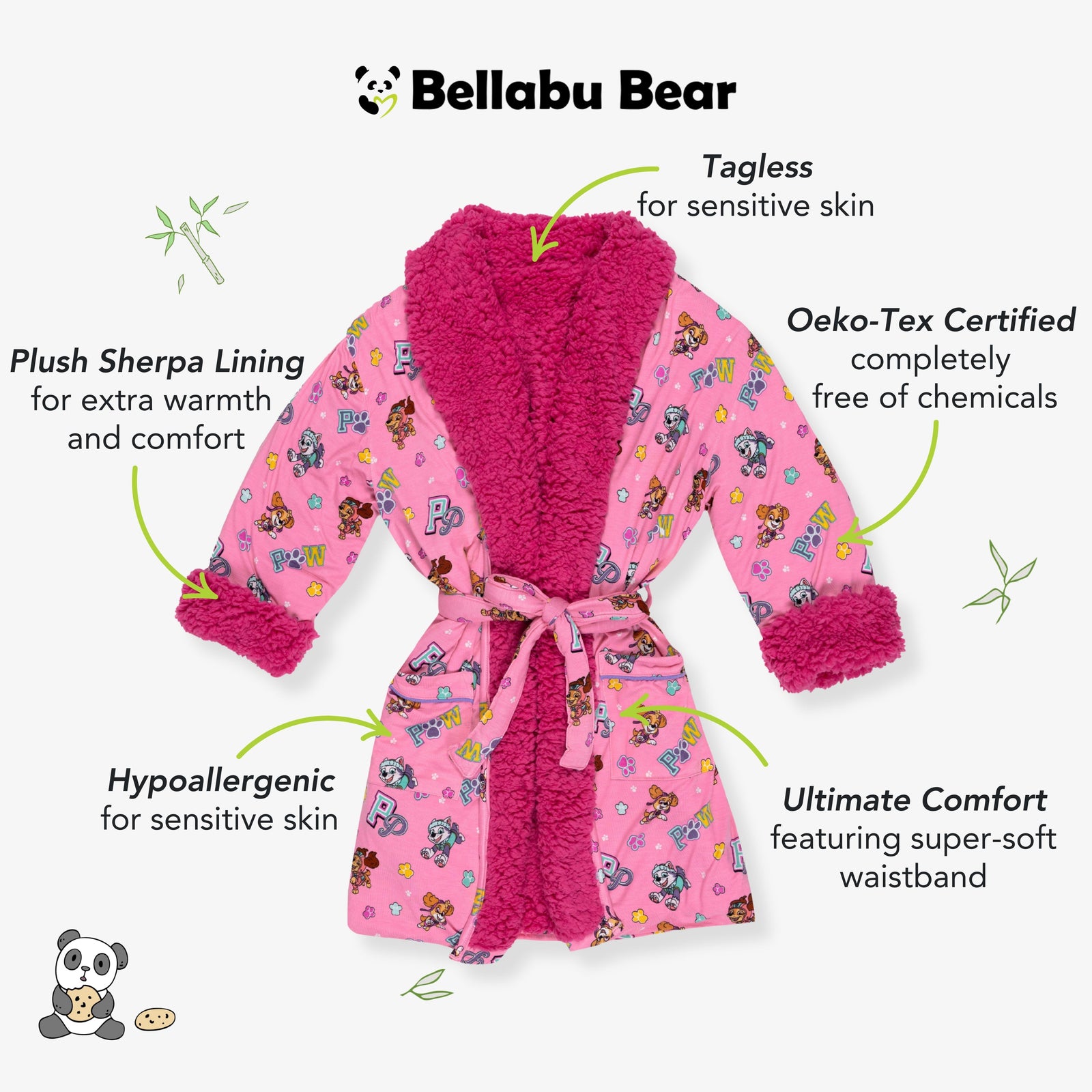 PAW Patrol: Varsity Pink Bamboo Kids Sherpa Robe