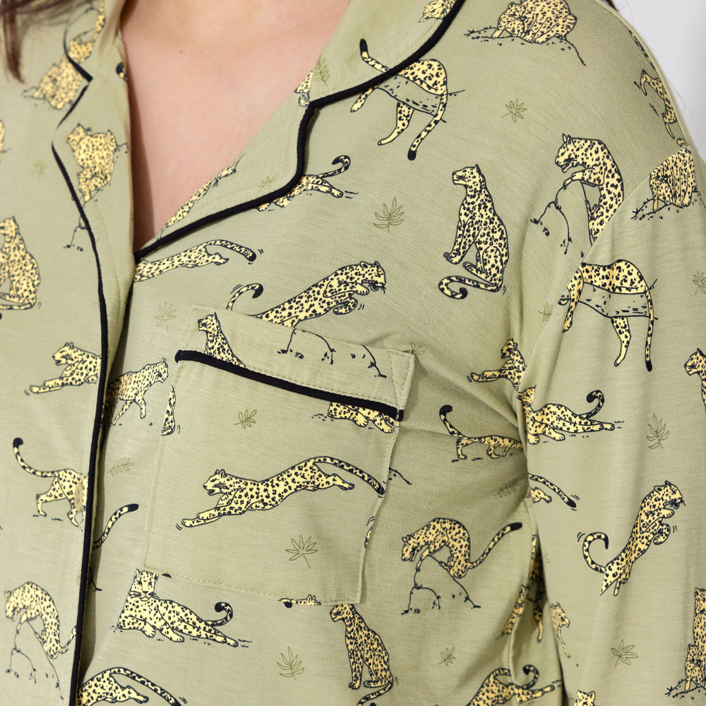 طقم بيجاما نسائي من الخيزران بنقشة جلد النمر من سيج آند سبوتس