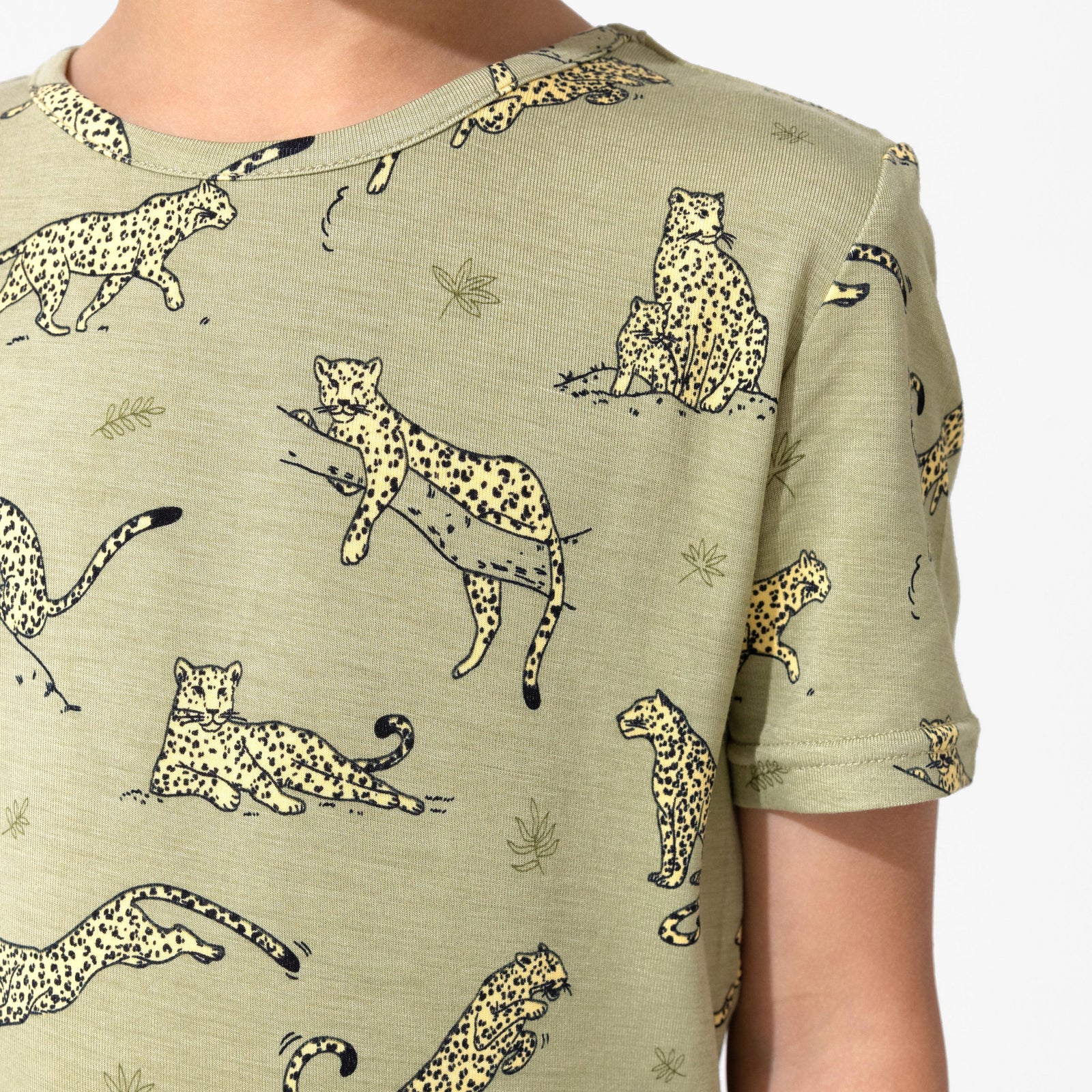 Sage & Spots Leopard Bamboo Kids Pajama Short Set