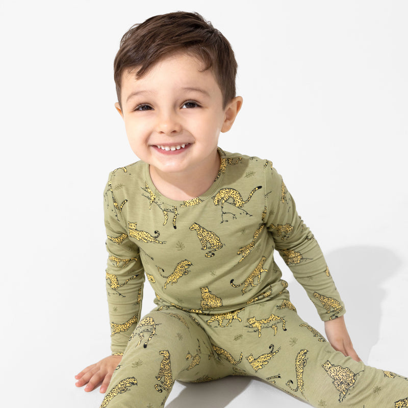 Sage & Spots Leopard Bamboo Kids Pajamas