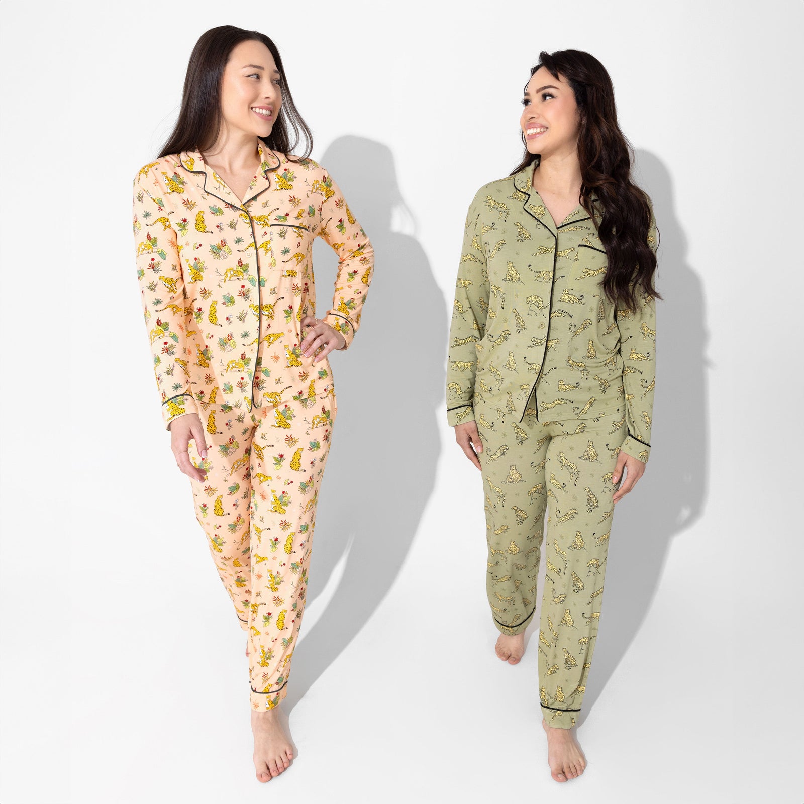 طقم بيجاما نسائي من الخيزران بنقشة جلد النمر من سيج آند سبوتس