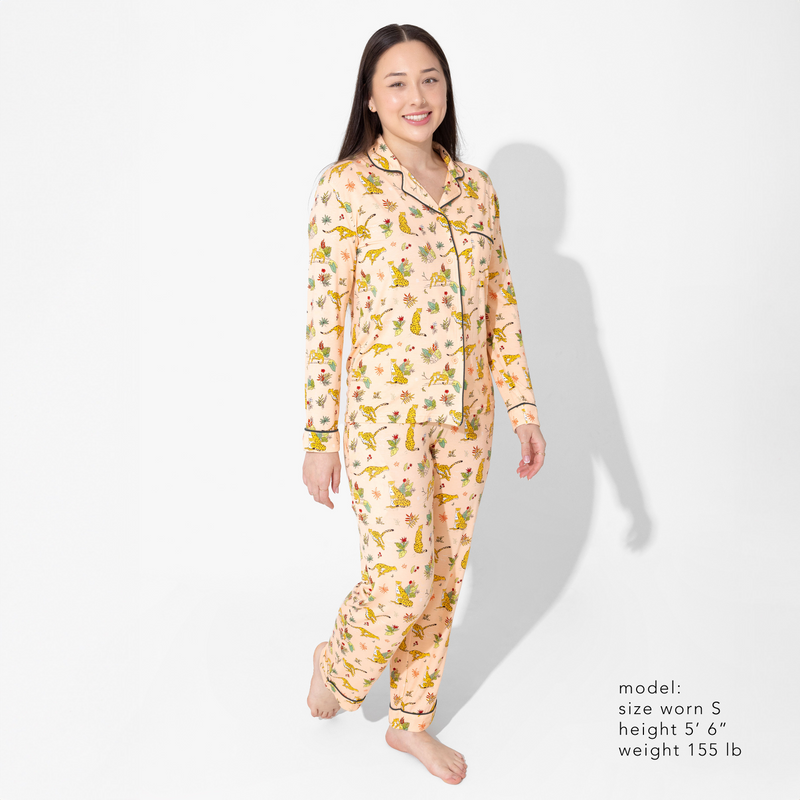 طقم بيجاما نسائي من الخيزران بنقشة الفهد من باونس إن بارادايس