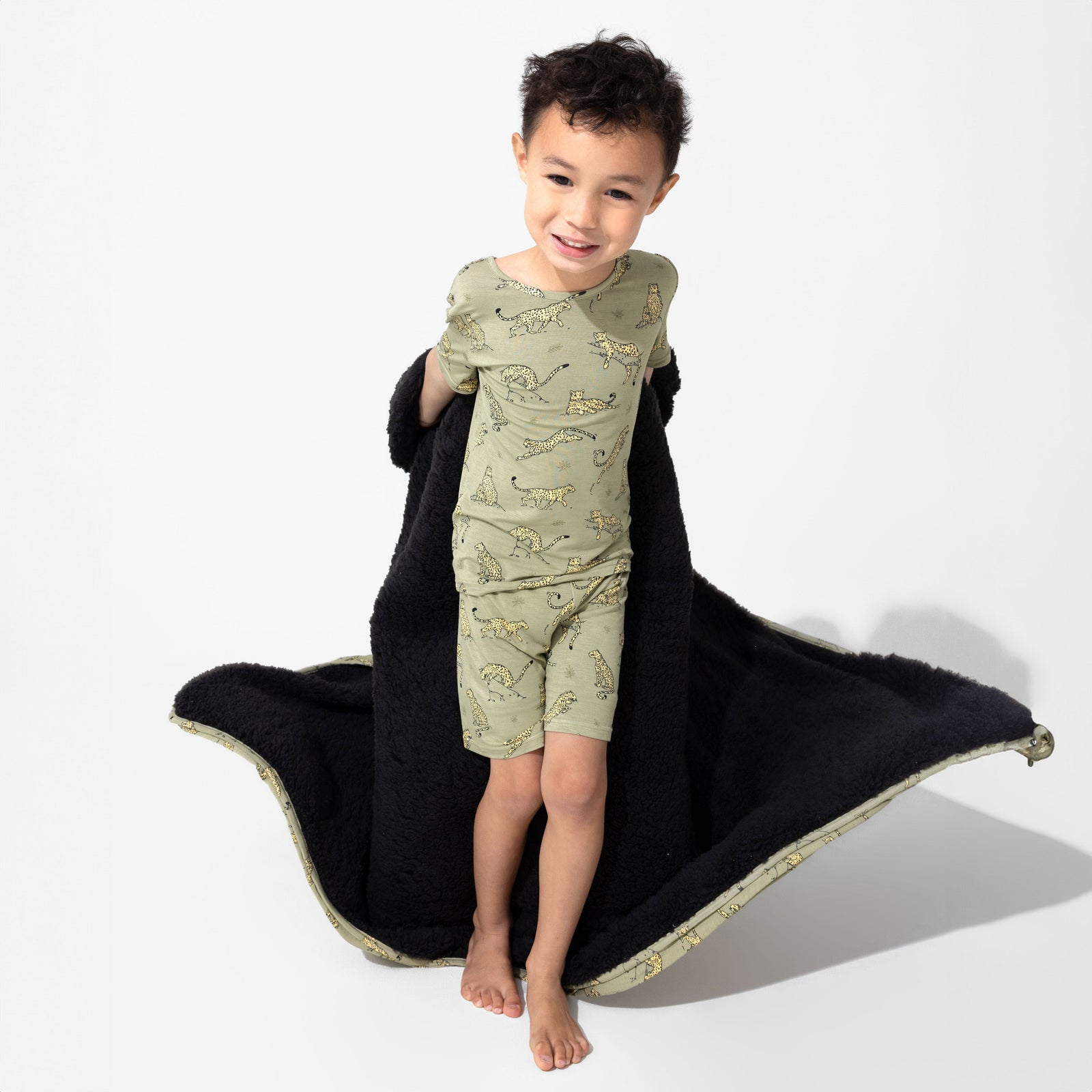 Sage & Spots Leopard Bamboo Kids Pajama Short Set