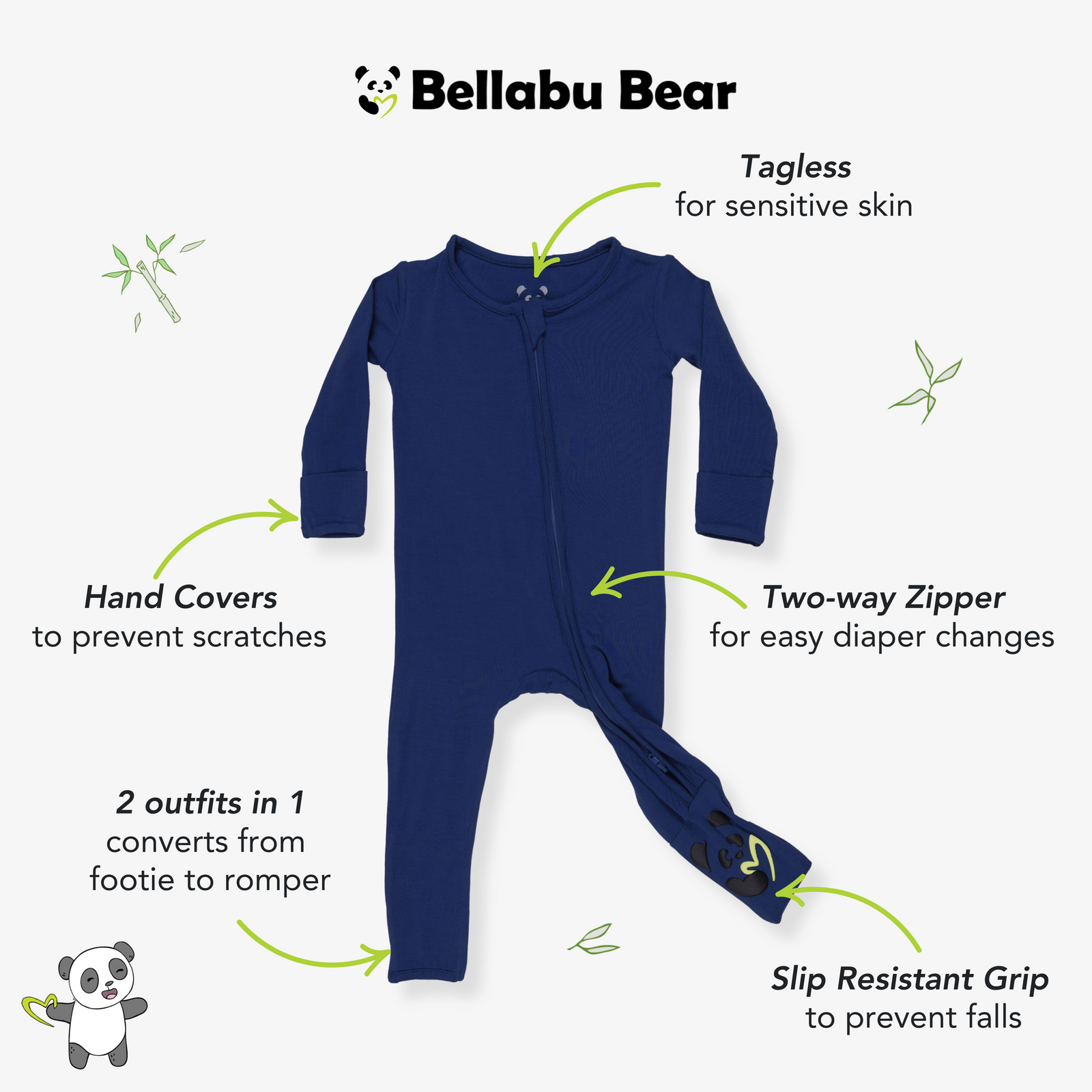 Starry Night Blue Bamboo Convertible Footie