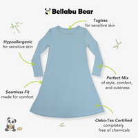 Oasis Teal Bamboo Girls' Long Sleeve Dress