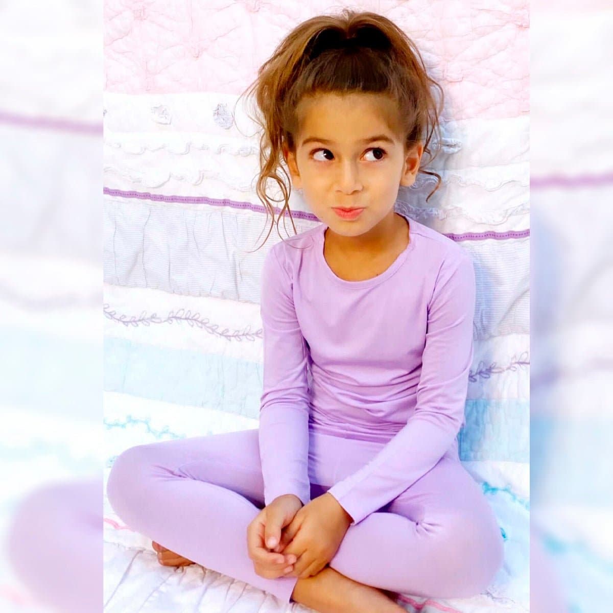 بيجامات أطفال من الخيزران بلون الخزامى