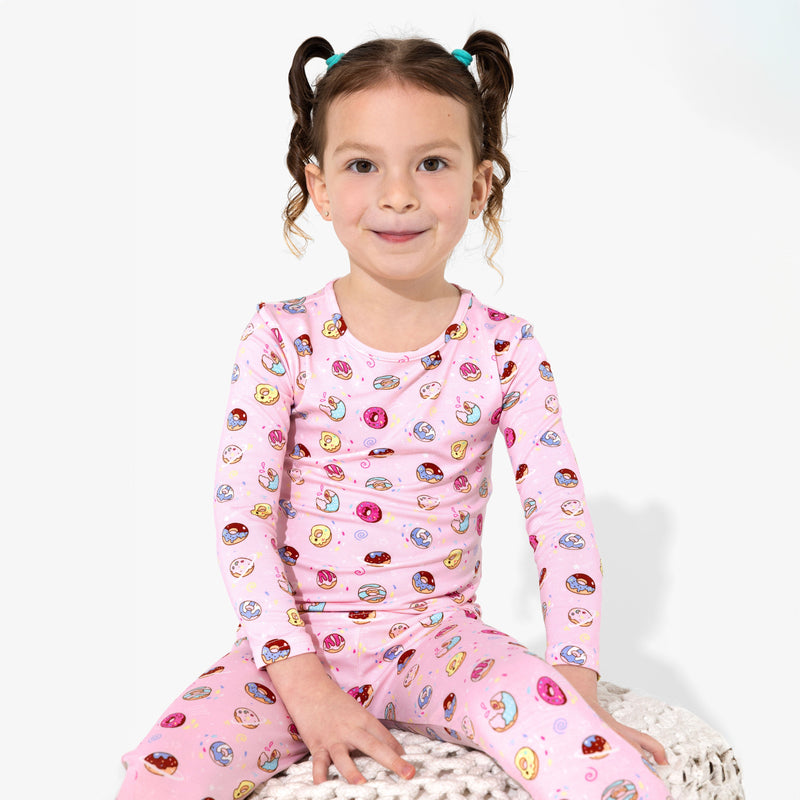 Pink Space Donut Bamboo Kids Pajamas