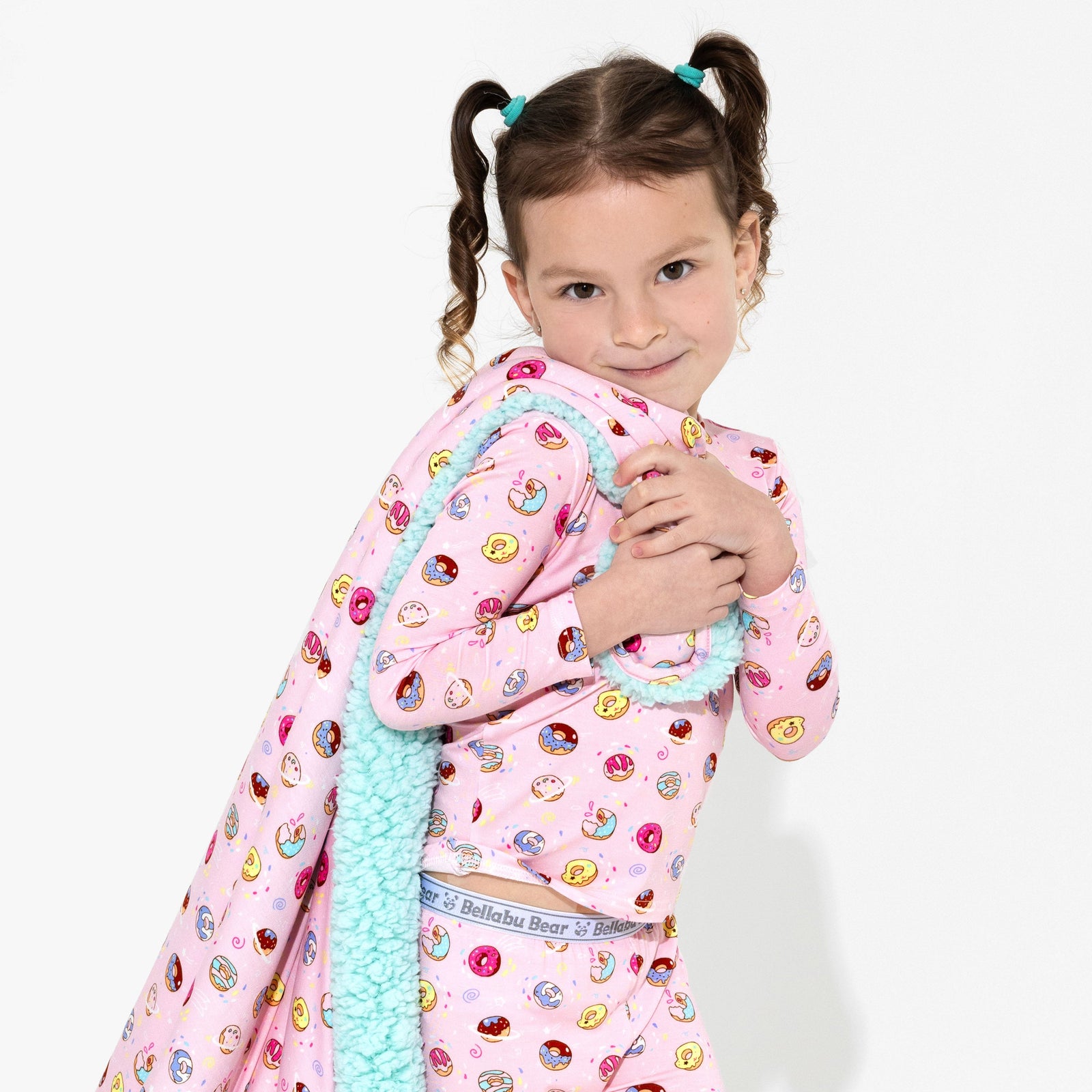 Pink Space Donut Bamboo Sherpa Blanket