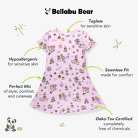 فستان قصير الأكمام للبنات من الخيزران لحفلة شاي