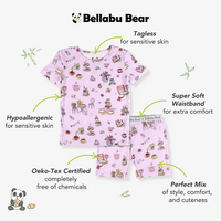 طقم بيجاما قصير للأطفال من الخيزران لحفلة شاي