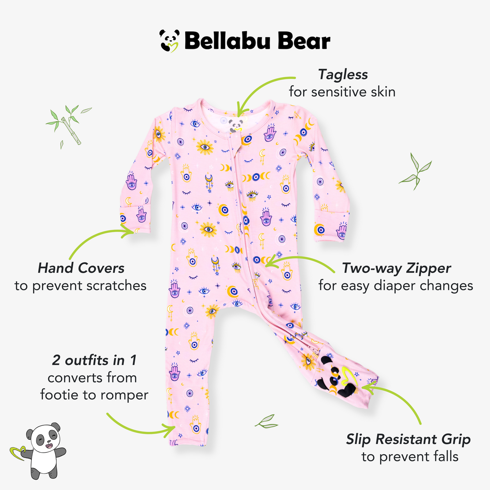 The Eye Pink Bamboo Convertible Footie