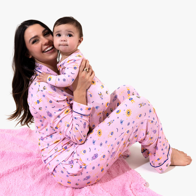 طقم بيجاما نسائي من الخيزران الوردي من ذا آي