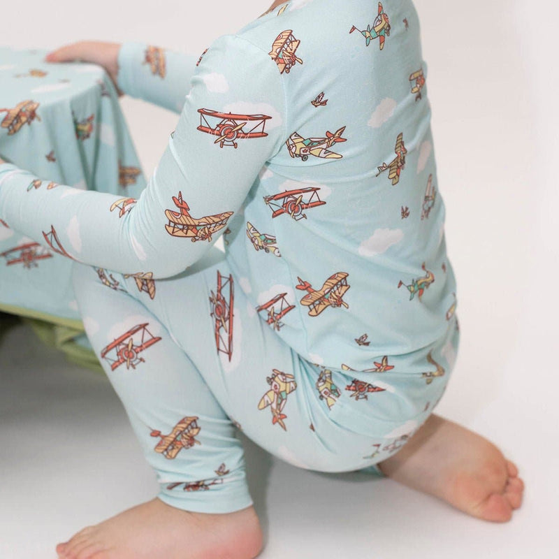 Vintage Airplanes Bamboo Kids Pajamas