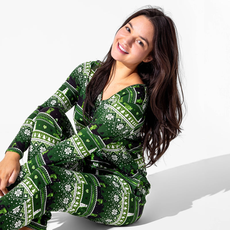 Minecraft Creeper Holiday Bamboo Women's Pajama Set