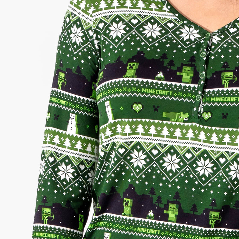Minecraft Creeper Holiday Bamboo Women's Pajama Set