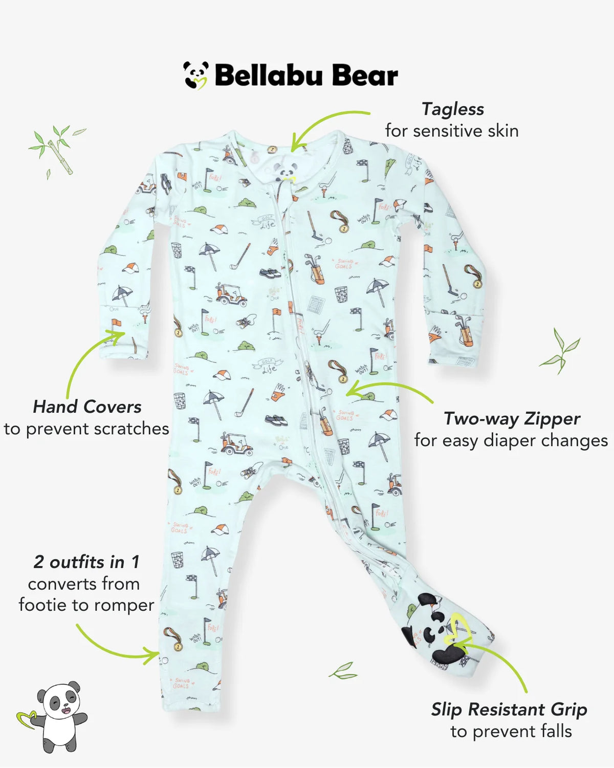 Golf Bamboo Convertible Footie