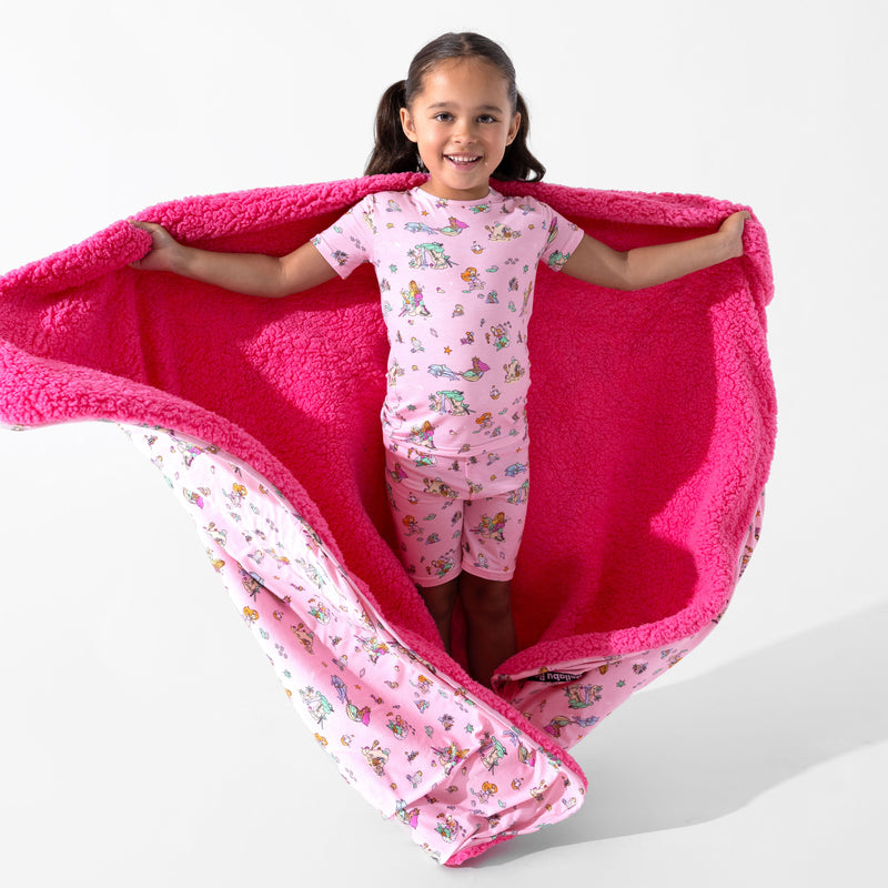 طقم بيجاما قصير للأطفال بتصميم حورية البحر والبحيرة المصنوعة من الخيزران