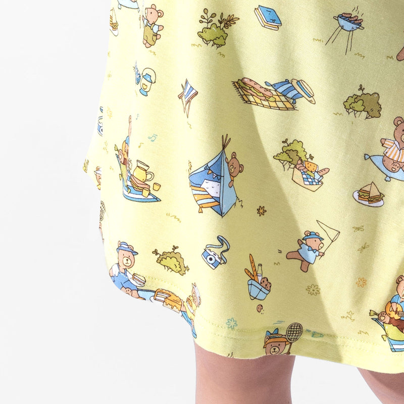 Teddy Bear Picnic Bamboo Girls' Short Sleeve Dress