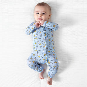 Milk & Cookies Blue Bamboo Convertible Footie