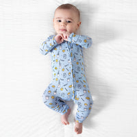 Milk & Cookies Blue Bamboo Convertible Footie