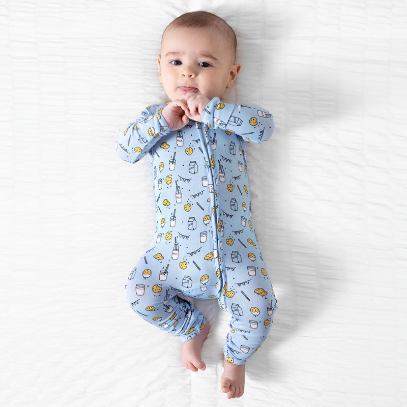 Milk & Cookies Blue Bamboo Convertible Footie