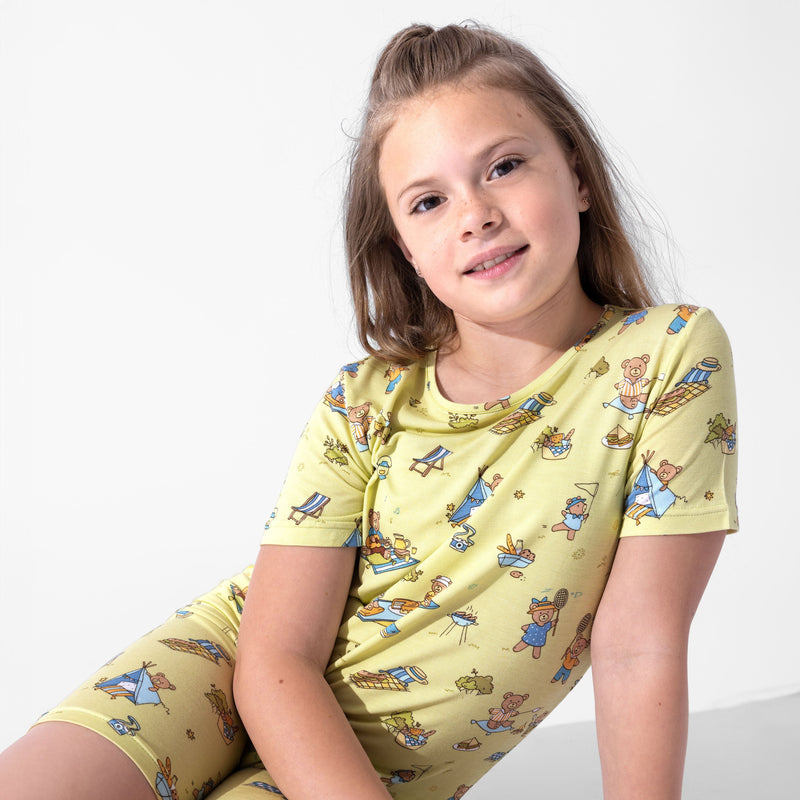 Teddy Bear Picnic Bamboo Kids Pajama Short Set