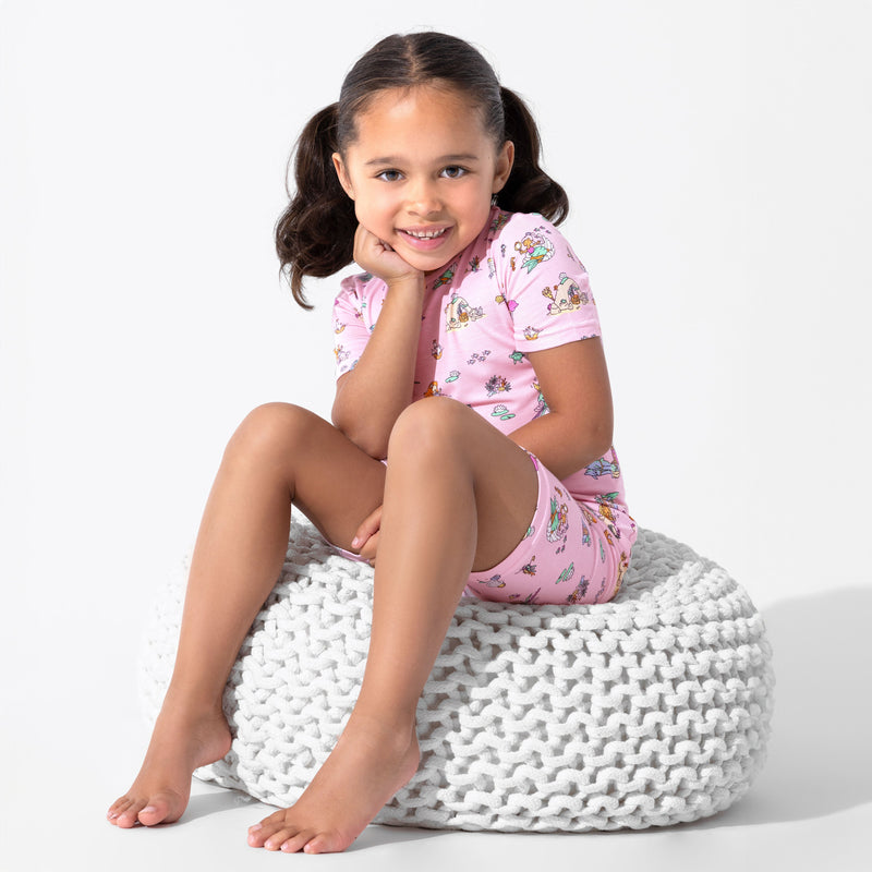 طقم بيجاما قصير للأطفال بتصميم حورية البحر والبحيرة المصنوعة من الخيزران