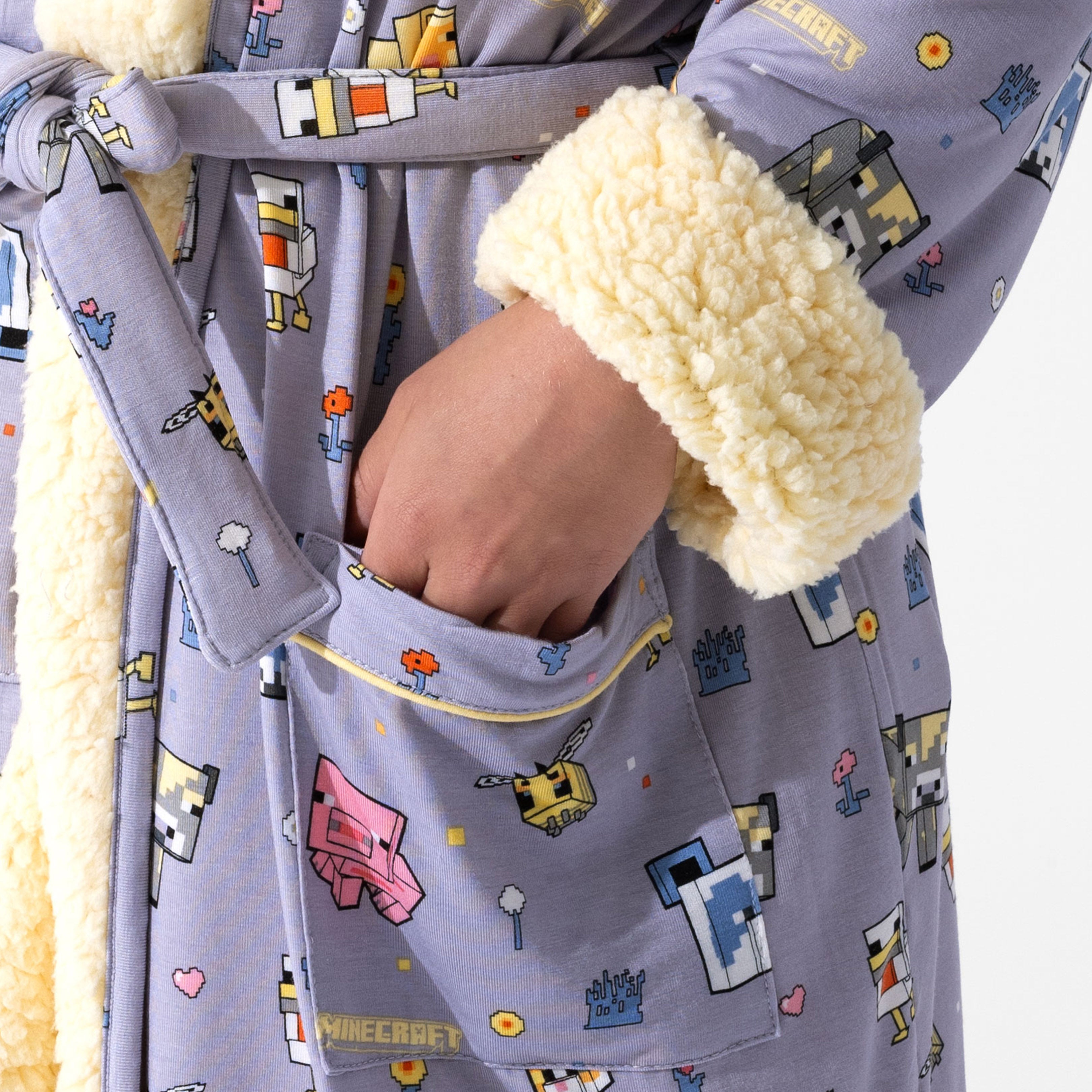 Minecraft Pixel Pals Bamboo Kids Sherpa Robe for Cozy Little