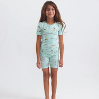 طقم بيجاما قصير للأطفال بتصميم صيد السمك من الخيزران 